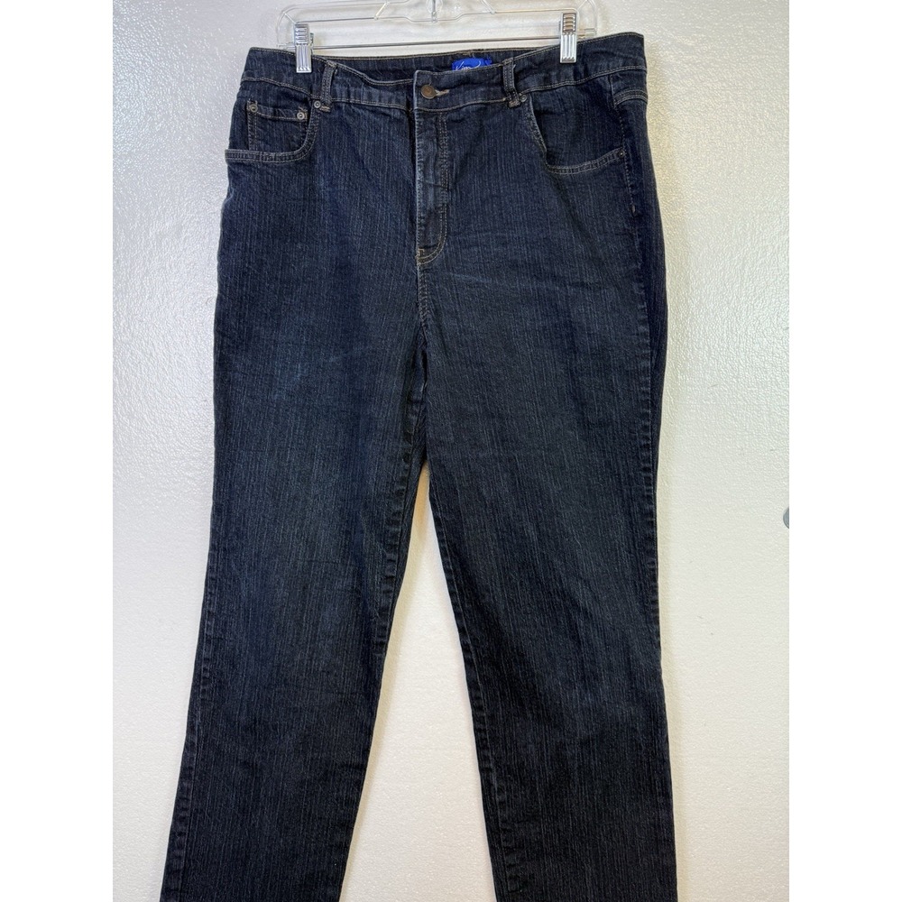 Kim Rogers Straight Leg Jeans Sz 16‎ Average Stretch Denim Dark Wash Mid Rise